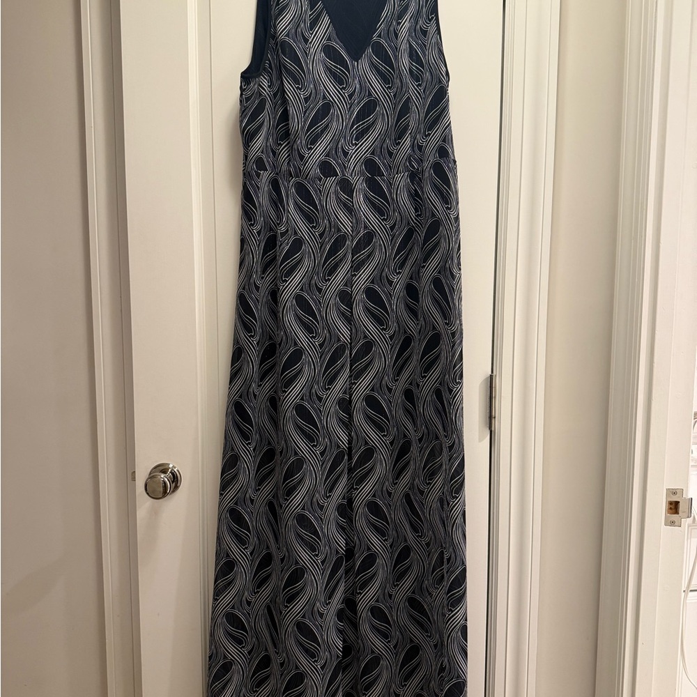 Michael Kors Black and Silver Sleeveless V-Neck Maxi Dress